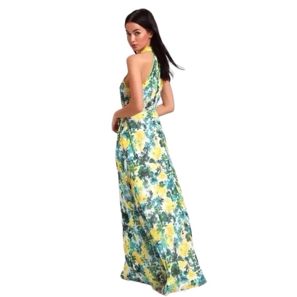 Lulus What A Wonder White Floral Print Halter Maxi Dress Size M - Picture 2 of 12